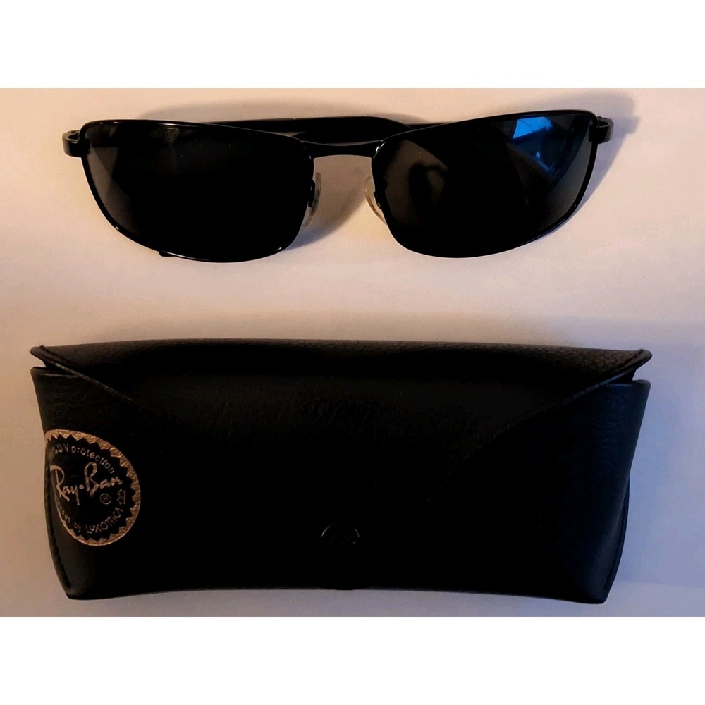 Ray-Ban RB3498 Sunglasses 002/71 64-17 3N Black Frame Green Lens W Case